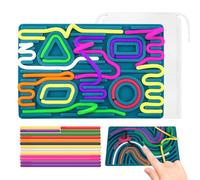ZUGHXMS Sensory Activity Board Silicone Fidget Toys, Double Sided Activity Board with 15 Silicone Strings for Calming Anxiety ADHD & Autis Suitable for Children Over 3 Years (Blue)