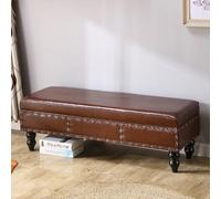 ZUGIATP Banc-Rangement À Chaussures Rembourré Revêtement Cuir Long Banc De Rangement Assise Rembourrée Idéal Pour Les Entrées(Coffee Brown,70 * 40 * 40cm/27 * 15 * 15in)