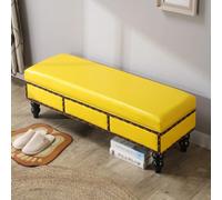 ZUGIATP Banc-Rangement À Chaussures Rembourré Revêtement Cuir Long Banc De Rangement Assise Rembourrée Idéal Pour Les Entrées(Yellow,80 * 40 * 40cm/31 * 15 * 15in)