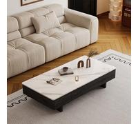 ZUGIATP Mesa De Centro Rectangular De Madera con Cajones Y Base Robusta De Acero Al Carbono, Ideal para Salones O Zonas De Recepción.(Black+White,120 * 60 * 38cm/47 * 23 * 14in)