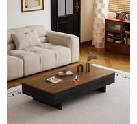 ZUGIATP Mesa De Centro Rectangular De Madera con Cajones Y Base Robusta De Acero Al Carbono, Ideal para Salones O Zonas De Recepción.(Walnut Color+Black,150 * 75 * 38cm/59 * 29 * 14in)