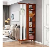 ZUGIATP Separador De Habitación Moderno De Madera De Suelo A Techo, Separador De Espacio Versátil Patas De Madera De Haya, Paneles Divisorios De Pared con Múltiples Estantes(White+Teak,31in/80cm)