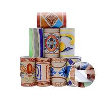 ZUGLQYSX 10x500cm Patrón de color Borde pared Autoadhesivo Pegatina impermeable Sala estar Cocina Decoración Papel tapiz Calcomanías borde piso para Baño Cocina(YX-01)