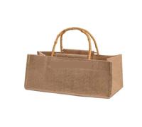 ZUGLQYSX Bolsa de yute arpillera portátil, asas lazo for bolso, bolsas comestibles reutilizables para Compras(39x18x16cm)