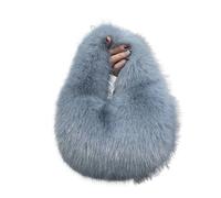 ZUGLQYSX Bolso Pelo Bolso de mano de felpa con forma de media luna, de piel sintética, esponjoso, for mujer, de invierno, for fiesta, informal(Blue)