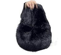 ZUGLQYSX Bolso Pelo Bolso de mano de felpa con forma de media luna, de piel sintética, esponjoso, for mujer, de invierno, for fiesta, informal(Black)