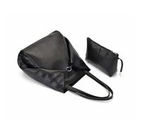 ZUGLQYSX Bolso Piel Mujer Conjunto de 2 bolsos retro hombro, mano gran capacidad con botones metálicos(Black)