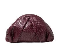 ZUGLQYSX Bolso Trenzado Mujer Bolso de mano vintage piel sintética con estampado tejido, color burdeos, for vestidos fiesta, forma concha y fruncido