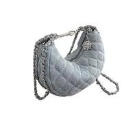 ZUGLQYSX Bolso Vaquero Bolsos de mano mezclilla for mujer, bolsos cruzados con cadenas for, bolso hombro lona media luna, for, tipo clutch(Light blue,22x6x12cm)