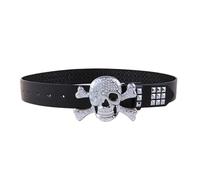 ZUGLQYSX Cinturón de Cuero Con Ddiamantes Cinturón de cuero for hombre y mujer, con adornos diamantes imitación, ideal for festivales, fiestas, uso informal versátil, for Halloween