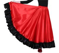 ZUGLQYSX Falda Flamenca Mujer Falda de Doble matado for niñas, for Baile Flamenco, Latino, actuación en el Escenario, Falda con Dobladillo Volantes y Gran Vuelo, Ropa(Red 180 Degree,150)