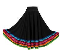 ZUGLQYSX Falda Flamenca Mujer Falda de Flamenco for Mujer, Falda Baile folclórico, círculo Completo, español, Mexicano, Disfraz actuación escénica, Ropa(Black 75cm,XL)