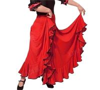 ZUGLQYSX Falda Flamenca Mujer Falda Flamenca Larga Trajes de Baile español Volantes Mujeres actuación escénica clásica(Red,XL)
