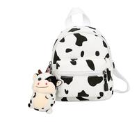 ZUGLQYSX Mini mochila de lona con colgante peluche y estampado vaca for mujeres, niñas, viajes al aire libre compras(Color-04)