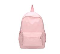 ZUGLQYSX Mochila de nailon con cremallera for mujer, morral escolar Color sólido for estudiantes estilo pijo, grande(Pink)
