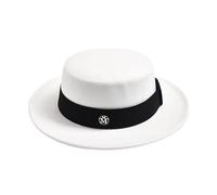 ZUGLQYSX Sombreros Fedora for mujer, de otoño e invierno, con parte superior plana y cinta elástica, ideales for bodas, jazz otras ocasiones(White03)
