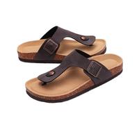 ZUGLQYSX Women's Cork Flip Flops Soft Flat Sandals Summer Beach Unisex Comfort House Thong Slide(Deep Brown,37)