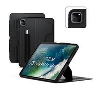ZUGU CASE Funda Protector para iPad Air 13 Pulgadas (M3 2025 / M2 2024) y Pro 12,9 (3.ª/4.ª Gen.), 10 Ángulos de Visión Ajustables, Carga Inalámbrica del Stylus, Auto Reposo/Activación [Stealth Black]