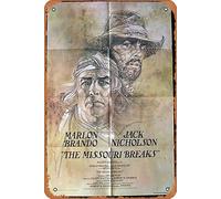Zuhhgii Cartel de estaño retro The Missouri Breaks, póster original de una hoja de película Jack Nicholson Marlon Brando Retro de película antigua, póster de metal, letrero de TV, bar, cueva
