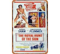 Zuhhgii Cartel de estaño retro The Royal Hunt of the Sun, póster original de la película Daybill de Robert Shaw Christopher Plummer retro de película antigua, póster de metal, letrero de TV, bar