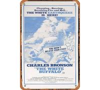 Zuhhgii Cartel de estaño retro The White Buffalo Original Daybill Movie Poster Charles Bronson Kim Novak Retro of Classic Old Film Poster Metal Sign TV Bar Man Cueva Wall Decor 8 x 12 pulgadas
