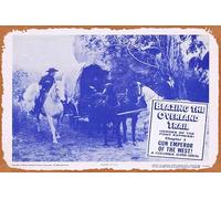 Zuhhgii Cartel de hojalata retro BLAZING THE Overland Trail, capítulo 1, tarjeta de vestíbulo original de Columbia Serial 1956, póster de metal clásico de película y televisión, póster de bar, club