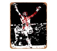Zuhhgii Cartel de hojalata vintage Roberto Durán "Hands Of Stone" con texto en inglés "Hands Of Stone" para bar, pub, cafetería, pared, cocina, baño, karaoke, decoración retro, arte de película y
