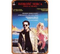 Zuhhgii Cartel de lata de película retro con texto "Wild At Heart", David Lynch, póster de película polaca, regalos de decoración, pósteres de estrellas, dibujos animados, animación, coche, metal