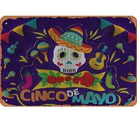 Zuhhgii Cartel de metal con diseño abstracto y surrealista de la cultura pop del Cinco de Mayo, 8 x 12 pulgadas, aspecto vintage, póster decorativo para pared