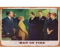 Zuhhgii Cartel de metal con texto en inglés "MAN ON FIRE" original para vestíbulo de 7 Bing Crosby Inger Stevens, estilo retro de película antigua, cartel de metal, para TV, bar, karaoke, cueva