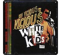 Zuhhgii Cartel de metal con texto en inglés "Vicious White Kids" con texto en inglés "Sid Vicious In Vicious White Kids Live" para decoración de pared con música rock vintage, para decoración de pared