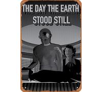 Zuhhgii Cartel de metal de la serie de películas con texto en inglés "The Day the Earth Stood Still Movie Series Vintage Retro Tin Sign", póster de película clásica, póster de película de hombre