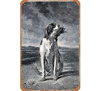 Zuhhgii Cartel de metal divertido con diseño de perro de caza con pájaro en la boca, póster de metal para niños, arte del alma, decoración de pared para interiores y exteriores, panel de pared retro