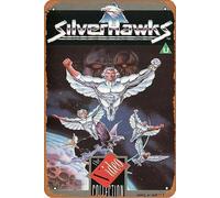 Zuhhgii Cartel de metal plateado de estaño, 20,3 x 30,5 cm, retro, SilverHawks: The Origin Story, póster de película, arte de pared, montaje en pared