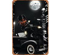 Zuhhgii Cartel de metal retro con máscara de esquí The Slump God SinCity, divertido letrero de estaño vintage, decoración de pared, póster para música, cafetería, bar, restaurante, supermercado