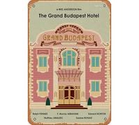 Zuhhgii Cartel de metal retro con texto en inglés "The Grand Budapest Hotel" para cocina, garaje, hombre, cueva, decoración de pared, regalo divertido, decoración de bar, póster artístico de estaño, 8