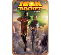 Zuhhgii Cartel de metal retro de anime - ICON & ROCKET SEASON ONE HC - Cartel de metal de dibujos animados para música, cafetería, bar, restaurante, supermercado, tienda, película regalos, placa de 8