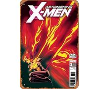 Zuhhgii Cartel de metal retro de dibujos animados - ASTONISHING X-MEN #6 ANKA PHOENIX ND - Cartel de estaño de anime, arte de pared, placa vintage para bar, restaurante, hogar, café, baño, garaje