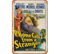 Zuhhgii Cartel de película con texto en inglés "Phone Call from a Stranger" (Llamada telefónica de un extraño), letrero retro de estaño para cafetería, restaurante, hogar, club, restaurante, hombre