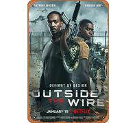 Zuhhgii Cartel de película Outside The Wire (Anthony Mackie, Damson Idris), cartel de estaño, cine y cine, 20 x 30 cm, letrero de metal vintage para decoración del hogar, bar, pub, garaje, regalos
