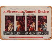 Zuhhgii Cartel de película retro con texto en inglés "A Streetcar Named Desire", letrero de estaño para cafetería, restaurante, hogar, club, restaurante, hombre, cueva, regalo, vintage, 12 x 8
