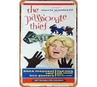Zuhhgii Cartel retro de hojalata con texto en inglés "The PASSIONATE THIEF", póster original de la película Anna Magnani Ben Gazzara, póster de metal para TV, bar, cueva, decoración de pared de 8 x 12