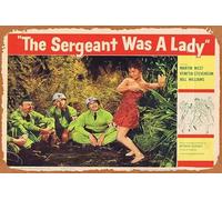 Zuhhgii Cartel retro de hojalata con texto en inglés "The SERGEANT WAS A LADY Lobby Card 2 Martin West Retro of Classic Old Film Poster Metal Sign TV Bar Man Cave Wall Decor 8 x 12 pulgadas