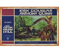 Zuhhgii Cartel retro de hojalata The Last Train From Gun Hill, tarjeta original de vestíbulo, 1 Kirk Douglas Anthony Quinn, póster retro de película antigua, cartel de metal, letrero de TV, bar