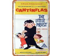 Zuhhgii Cartel retro de hojalata The Little Priest, cartel original de la película Cantinflas Ángel Garasa Rosa María Vázquez, póster de metal clásico de película antigua, letrero de TV, bar, hombre