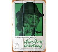 Zuhhgii Cartel retro de hojalata The Nanny, póster de película de una hoja, martillo, horror, Bette Davis, retro, de película antigua, póster de metal, letrero de TV, bar, hombre, cueva, decoración de