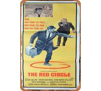 Zuhhgii Cartel retro de hojalata The Red Circle Alain Delon Raro Daybill, póster retro de película antigua, póster de metal, letrero de TV, bar, cueva, decoración de pared, 20,3 x 30,5 cm