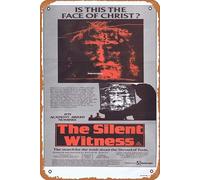 Zuhhgii Cartel retro de hojalata The Silent Witness, póster original de la película Daybill Shroud of Turin, documental retro de película antigua, póster de metal, letrero de TV, bar, hombre, cueva