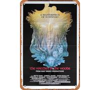 Zuhhgii Cartel retro de hojalata The Watcher in the Woods, póster original de una hoja de película Bette Davis n Retro de película antigua, cartel de metal, letrero de TV, bar, cueva, decoración de