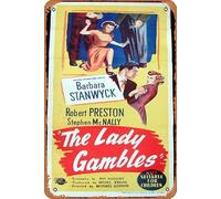Zuhhgii Cartel retro de la película The Lady Gambles, póster de la película Gambling Barbara Stanwyck Robert Preston Retro of Classic Old Film Poster Metal Sign TV Bar Man Cave Wall Decor 8 x 12